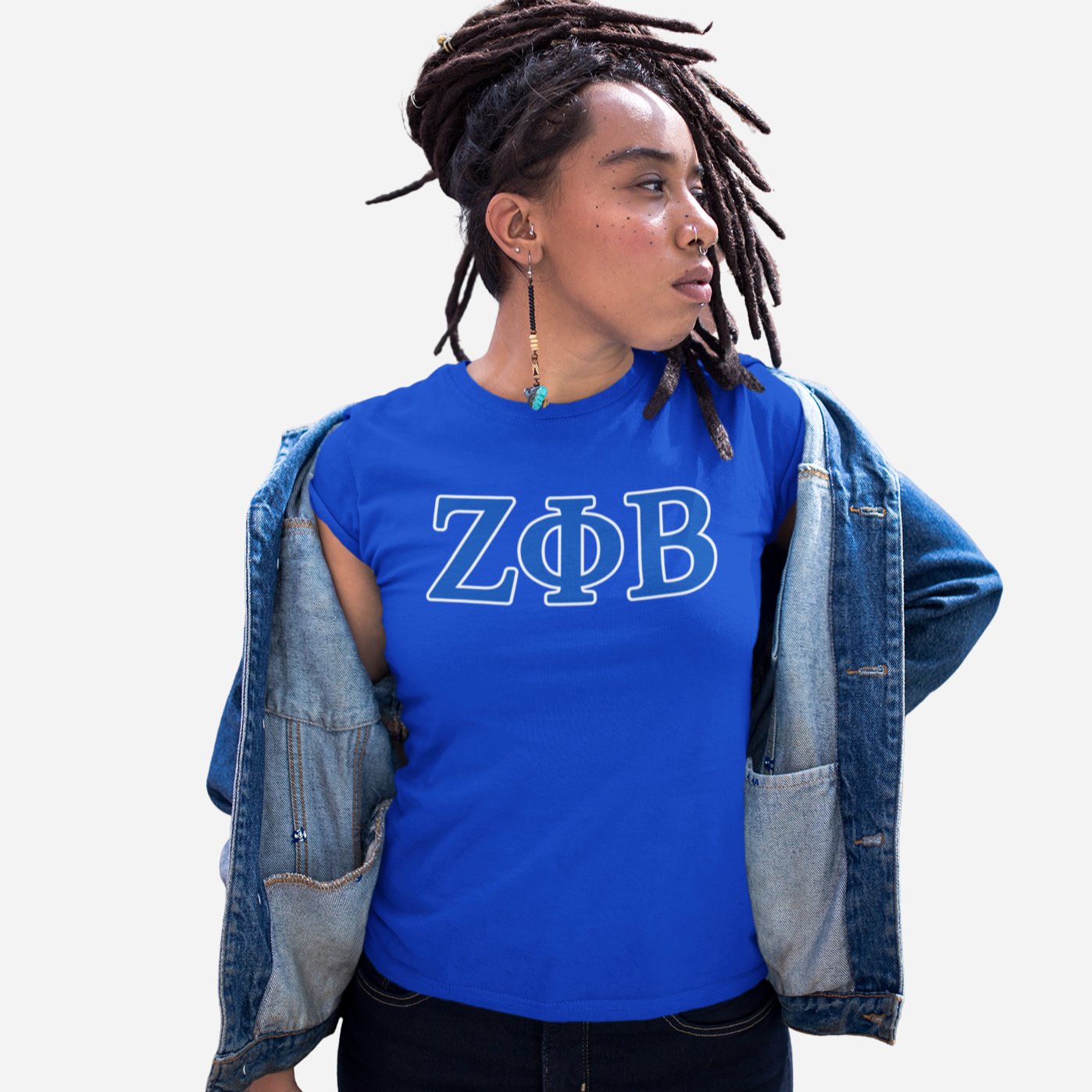 Zeta Phi Beta Distressed Letter Tee/Sweatshirt
