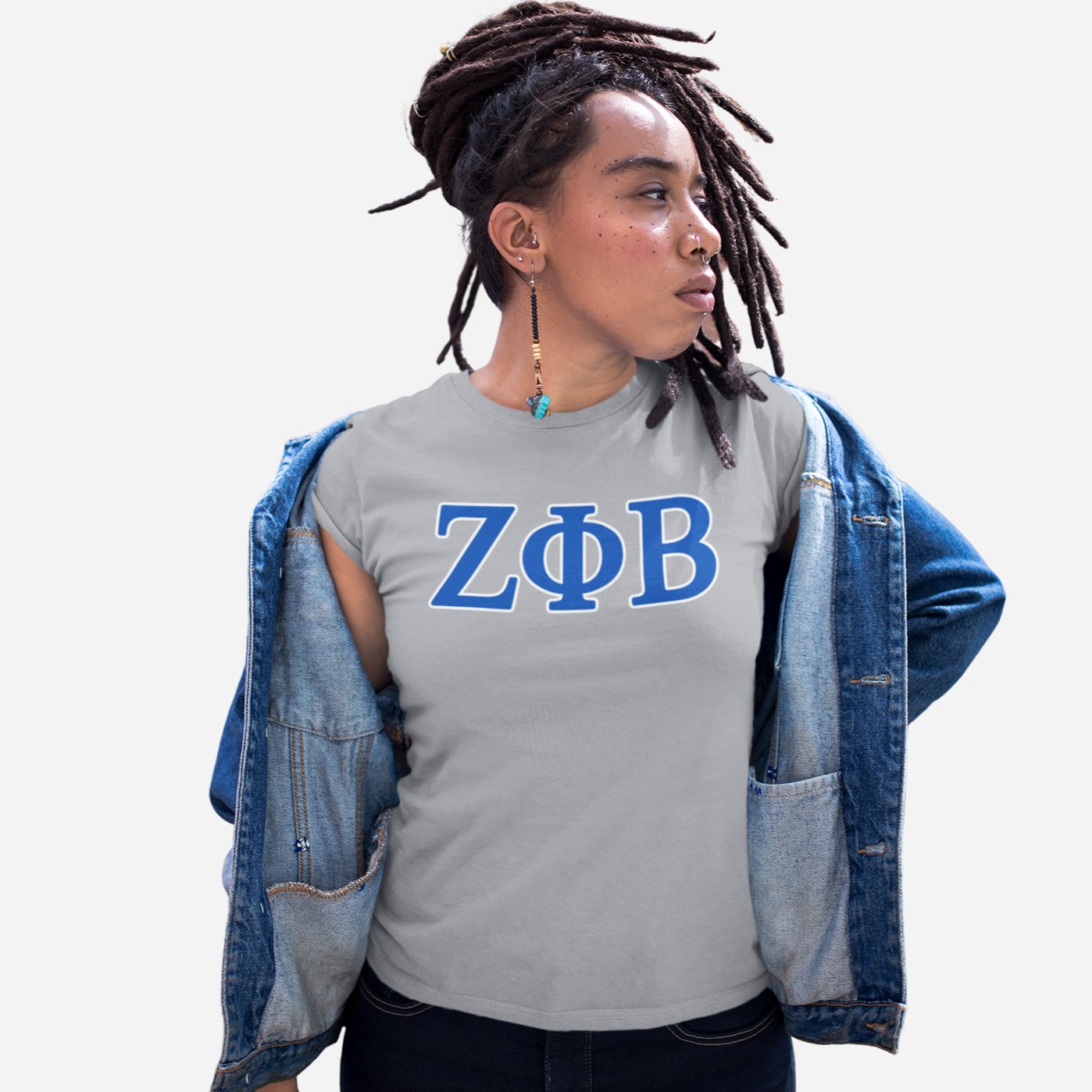 Zeta Phi Beta Distressed Letter Tee/Sweatshirt