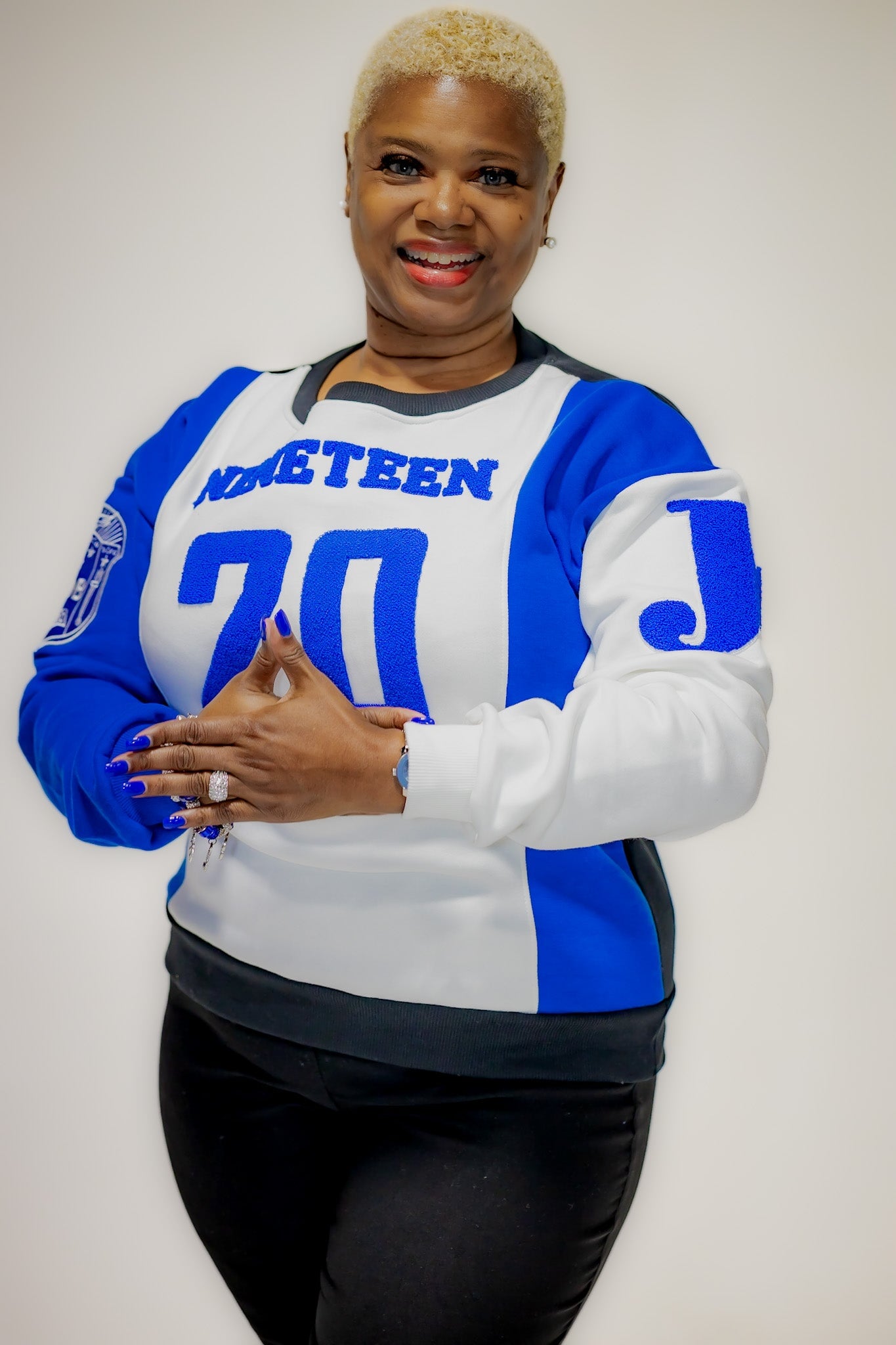 Zeta Phi Beta "J16" Nineteen 20 Chenille and Embroidered Sweatshirt