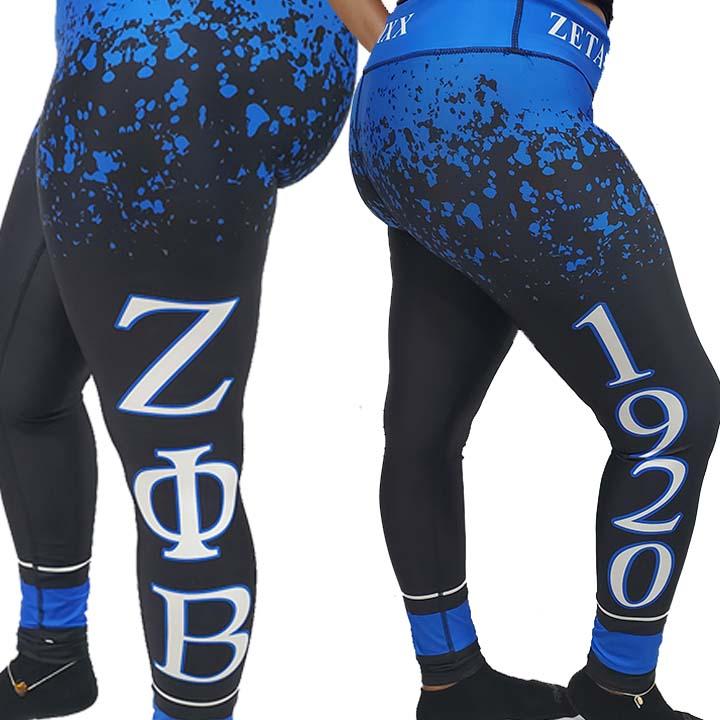 Zeta Phi Beta Leggings / Legging Sets (Black and Blue)