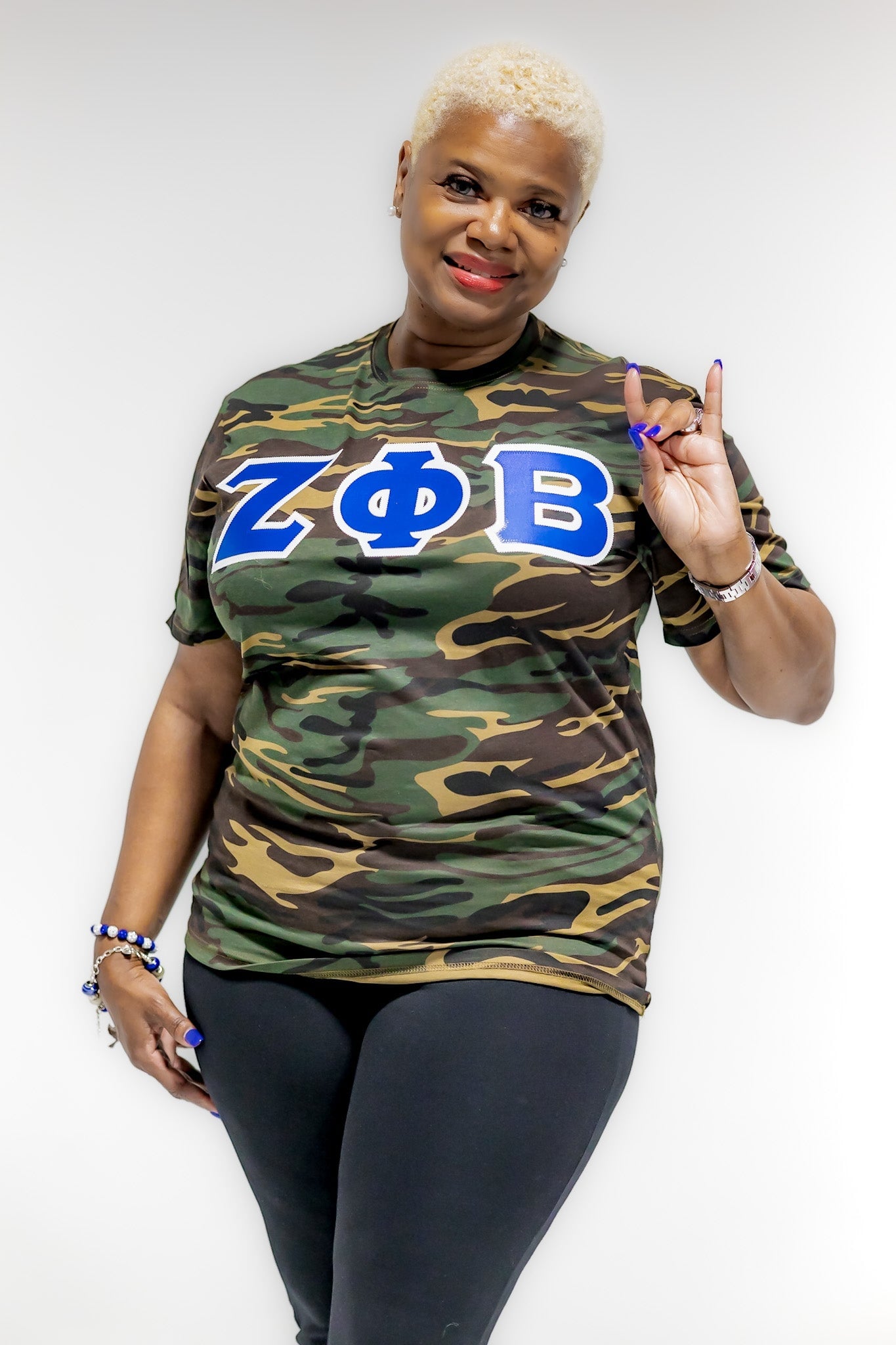 Zeta Phi Beta Letters Camouflage T-Shirt
