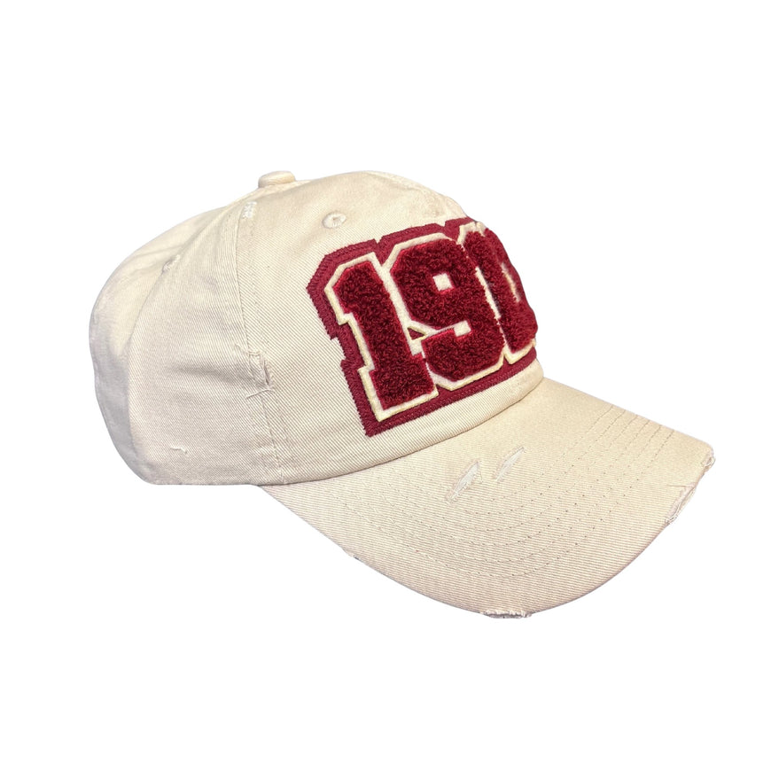1913 Delta Sigma Theta Cream Distressed Chenille Cap Winters Industries 