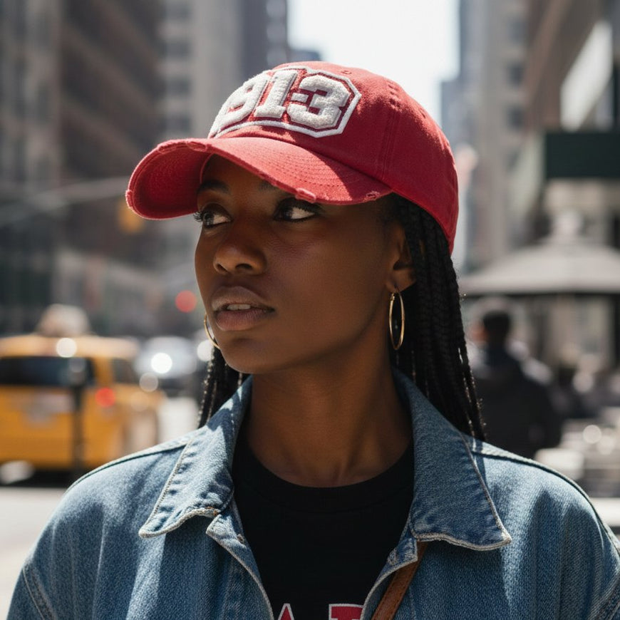 1913 Delta Sigma Theta Crimson Distressed Chenille Cap Winters Industries 