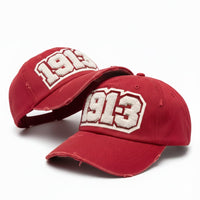 1913 Delta Sigma Theta Crimson Distressed Chenille Cap Winters Industries 