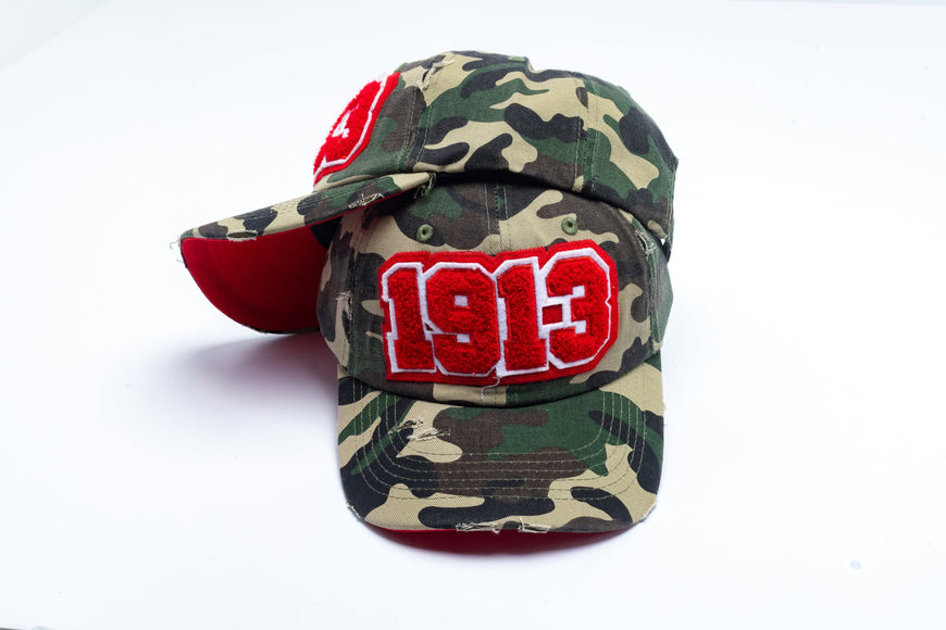 1913 Delta Sigma Theta Distressed Camo Chenille Cap