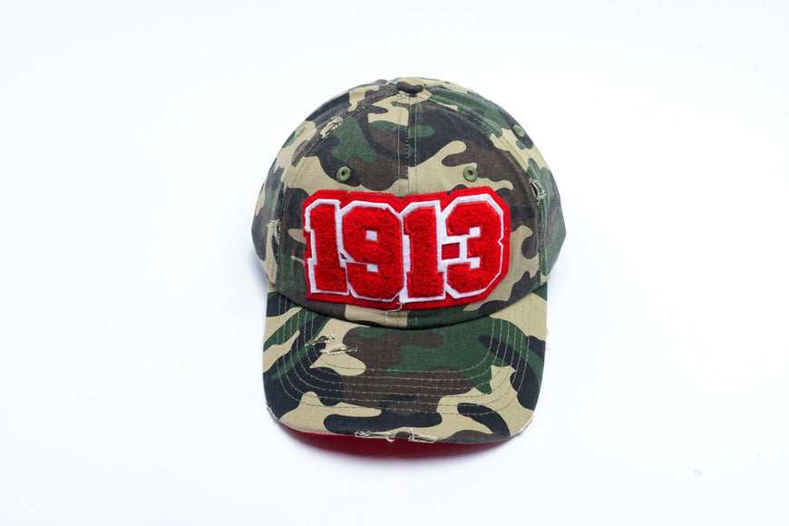 1913 Delta Sigma Theta Distressed Camo Chenille Cap