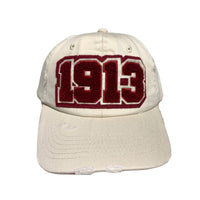 1913 Delta Sigma Theta Distressed Chenille Cap Winters Industries Cream 