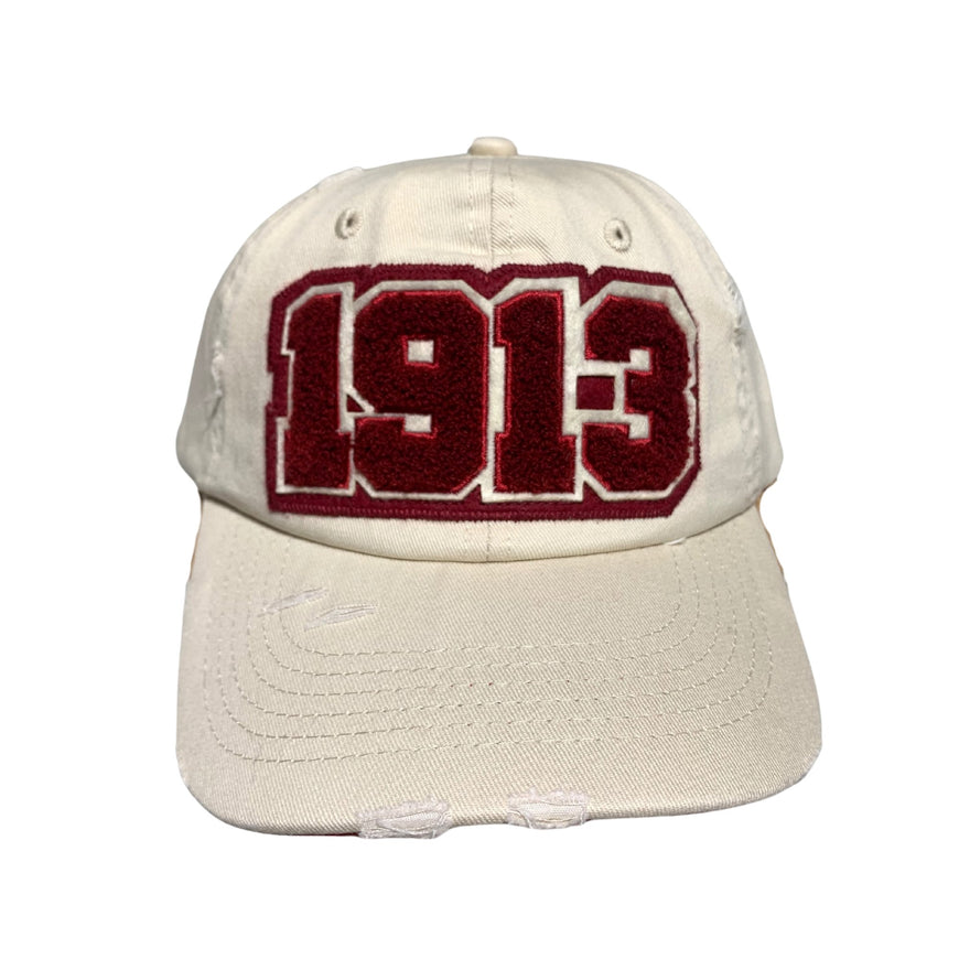 1913 Delta Sigma Theta Distressed Chenille Cap Winters Industries Cream 