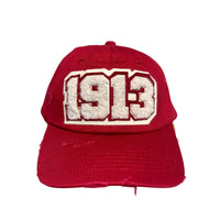 1913 Delta Sigma Theta Distressed Chenille Cap Winters Industries Crimson 