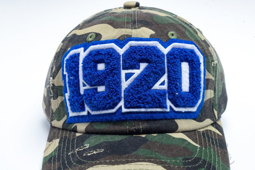 1920 Zeta Phi Beta Distressed Camo Chenille Cap