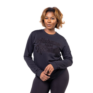 Alabama A&M University HBCU Black on Black 3D Embroidery Crewneck Sweater