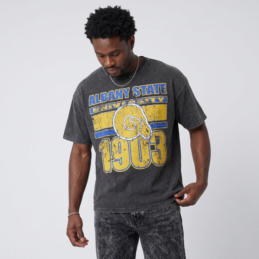 Albany State University Rams Acid Wash Box Tee Winters Industries 