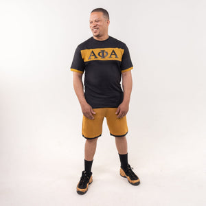 Alpha Phi Alpha Black and Gold Color Block Short Sets Winters Industries 