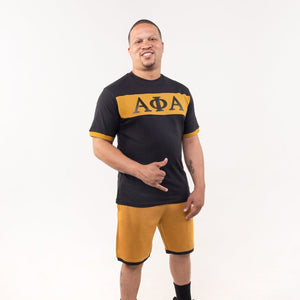 Alpha Phi Alpha Black and Gold Color Block Short Sets Winters Industries 