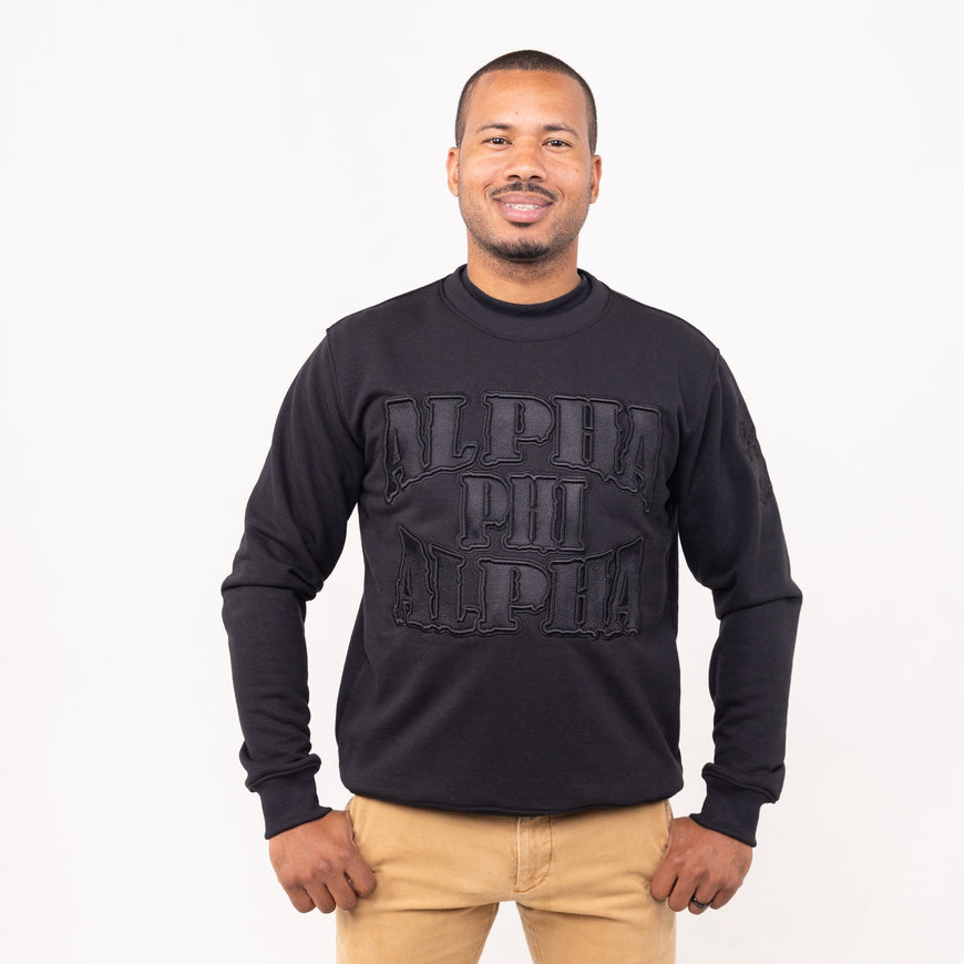 Alpha Phi Alpha Black on Black Crewneck Sweater Winters Industries 