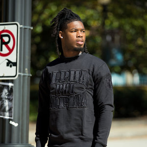 Alpha Phi Alpha Black on Black Crewneck Sweater Winters Industries 