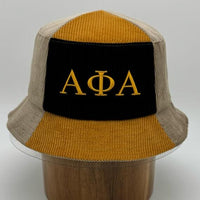 Alpha Phi Alpha Corduroy Bucket Hat with 3D Embroidered Letters