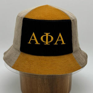 Alpha Phi Alpha Corduroy Bucket Hat with 3D Embroidered Letters