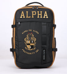 Pre-Order Alpha Phi Alpha Embroidered Black and Gold Backpack