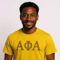 Alpha Phi Alpha Gold Letters Brush Embroidery Tee Winters Industries 