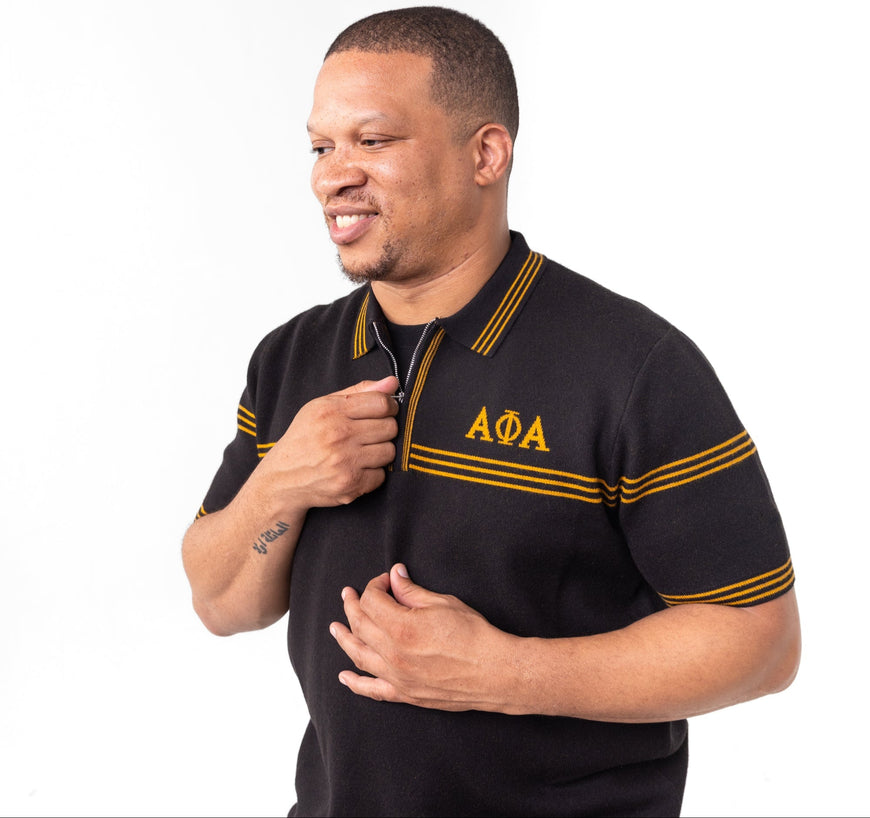 Alpha Phi Alpha Knitted Polo Black Winters Industries 