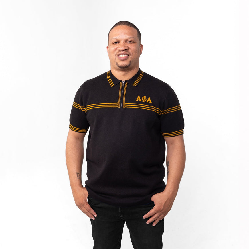 Alpha Phi Alpha Knitted Polo Black Winters Industries 