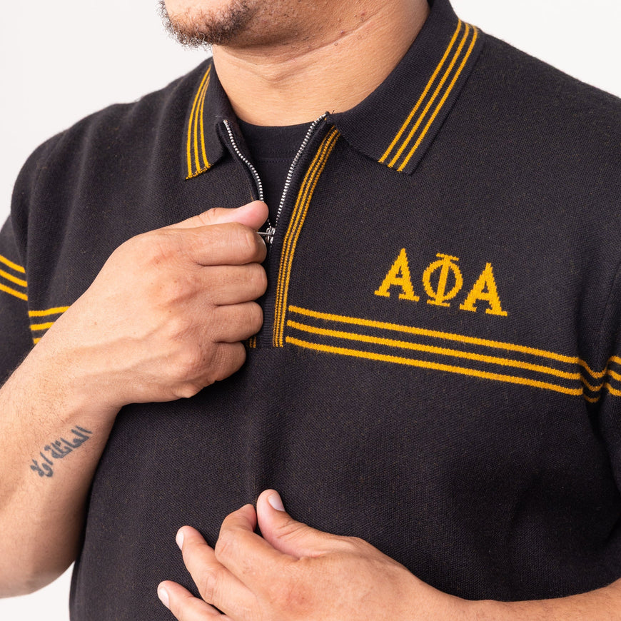 Alpha Phi Alpha Knitted Polo Black Winters Industries 
