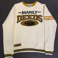 Alpha Phi Alpha "MANLY DEEDS" Chenille Sweater Cream