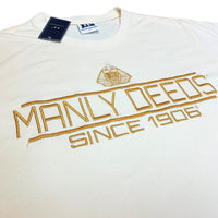 Alpha Phi Alpha "MANLY DEEDS" Embroidered Tee Cream Winters Industries by Fully Promoted Mesquite 