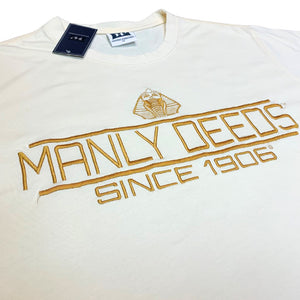 Alpha Phi Alpha "MANLY DEEDS" Embroidered Tee Cream Winters Industries by Fully Promoted Mesquite 