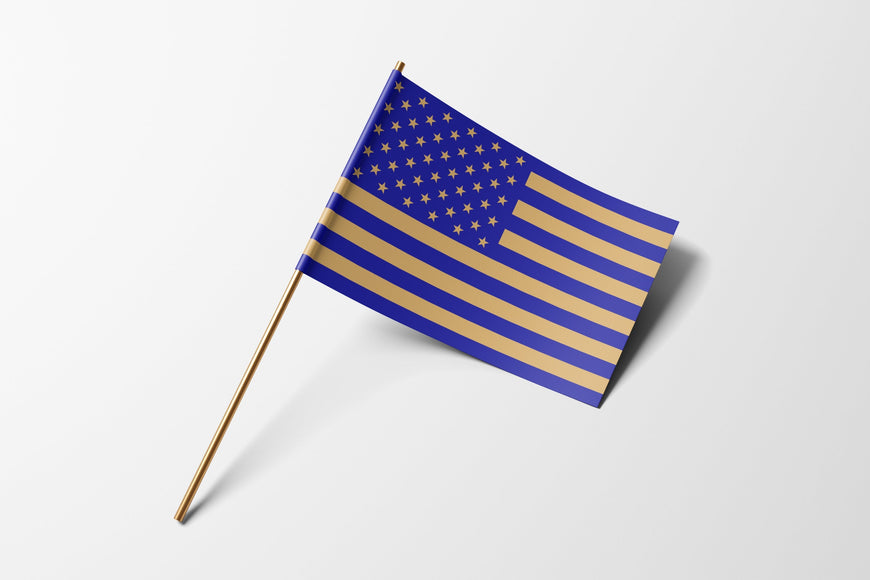 Blue and Gold handheld flag