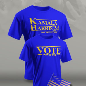 Blue and Gold Vote Kamala 2024 Flag combo