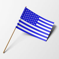 Blue and White handheld flag