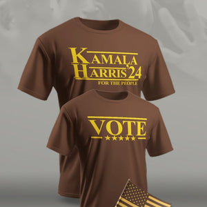 Brown and Gold Vote Kamala 2024 Flag combo