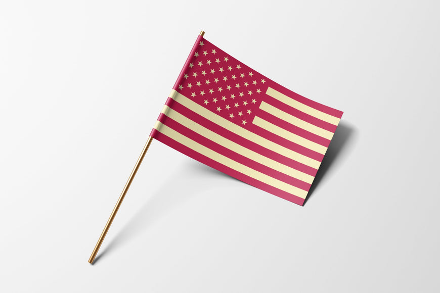 Crimson and Cream handheld flag
