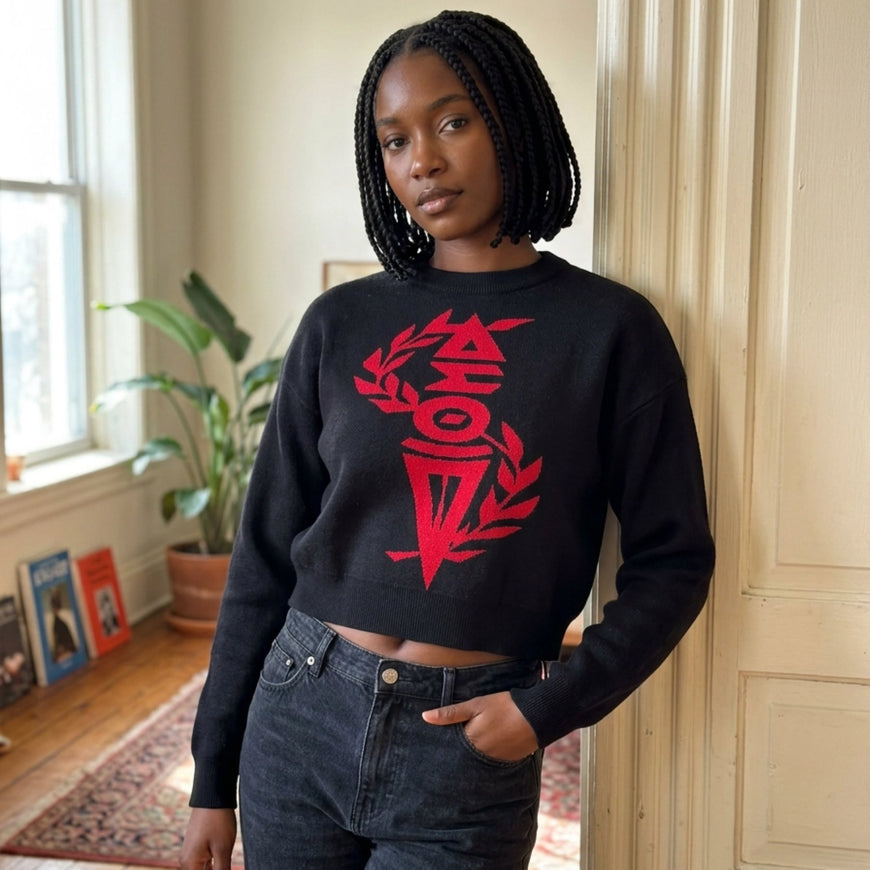 Delta Sigma Theta Black and Crimson Torch Knitted Sweater Winters Industries 