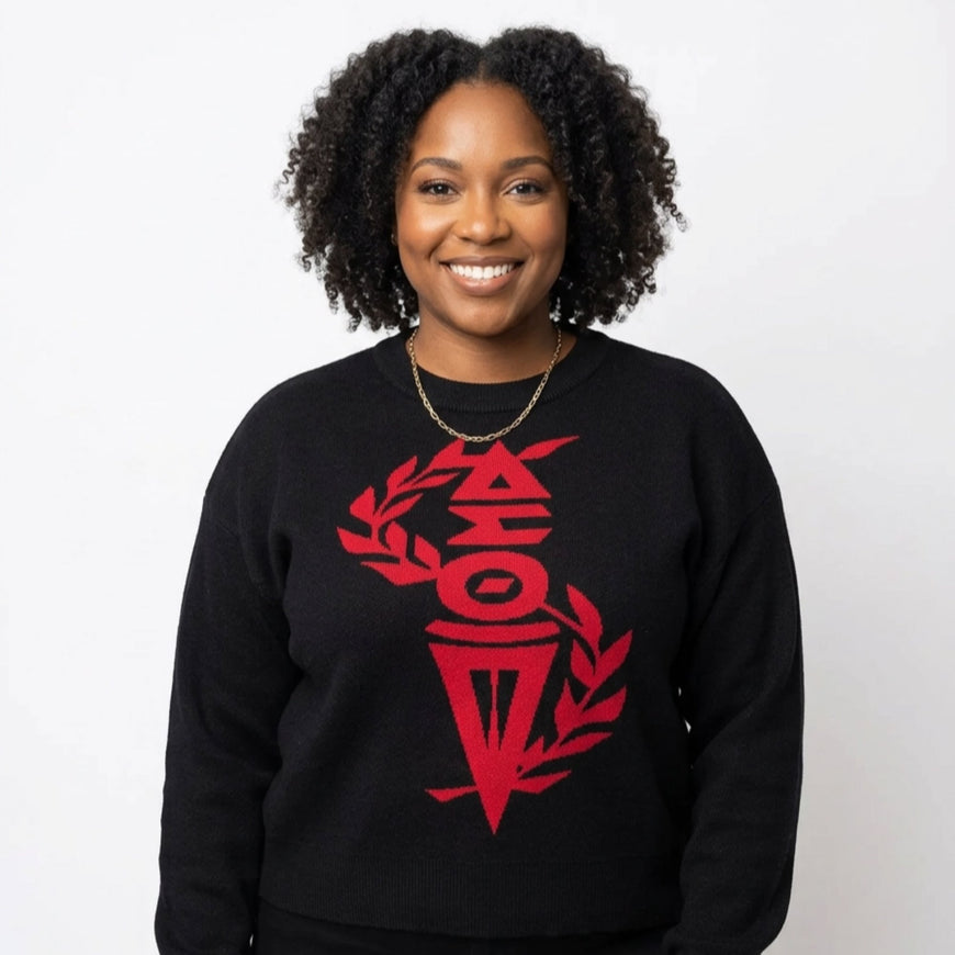Delta Sigma Theta Black and Crimson Torch Knitted Sweater Winters Industries 