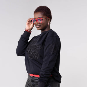 Delta Sigma Theta Black on Black crewneck sweater Winters Industries 