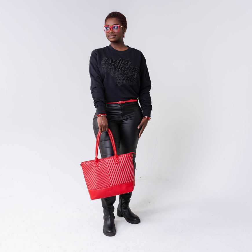 Delta Sigma Theta Black on Black crewneck sweater Winters Industries 