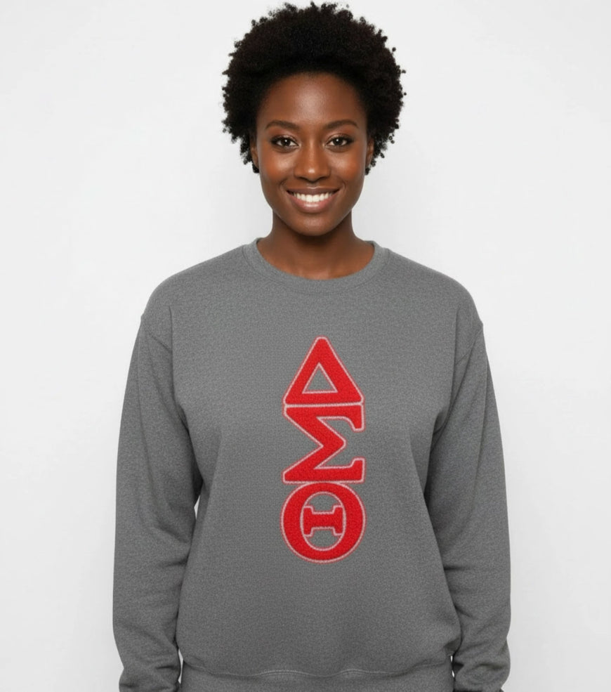 Delta Sigma Theta Chenille Letters Sweatshirt WintersIndustries by Fully Promoted Mesquite S Gray 