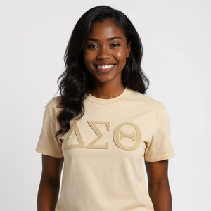 Delta Sigma Theta Cream of Cream Letters Brush Embroidery Tee Winters Industries 
