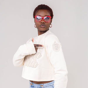 Delta Sigma Theta Cream on Cream Cropped Crewneck Sweater Winters Industries 