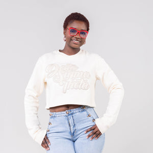 Delta Sigma Theta Cream on Cream Cropped Crewneck Sweater Winters Industries 