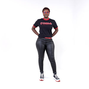 Delta Sigma Theta Fortitude Embroidered Ringer Tee Black Winters Industries 