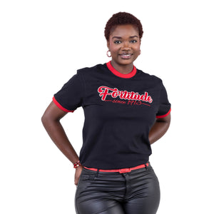 Delta Sigma Theta Fortitude Embroidered Ringer Tee Black Winters Industries 
