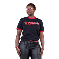Delta Sigma Theta Fortitude Embroidered Ringer Tee Black Winters Industries 