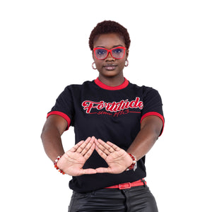 Delta Sigma Theta Fortitude Embroidered Ringer Tee Black Winters Industries 