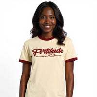 Delta Sigma Theta Fortitude Embroidered Ringer Tee Cream Winters Industries 