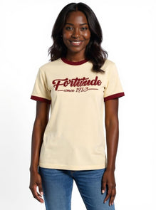 Delta Sigma Theta Fortitude Embroidered Ringer Tee Cream