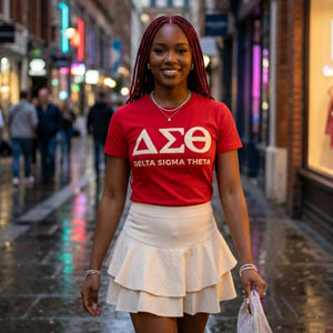 Delta Sigma Theta Letters Embroidered Patch Tee Crimson Winters Industries 